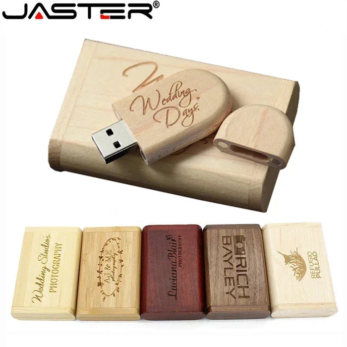 Chiavetta USB JASTER 128 GB Memory Stick 2.0 Logo gratuito in legno Pendrive personale personalizzato 4 GB 8 GB 16 GB 32 GB 64 GB Regalo di nozze