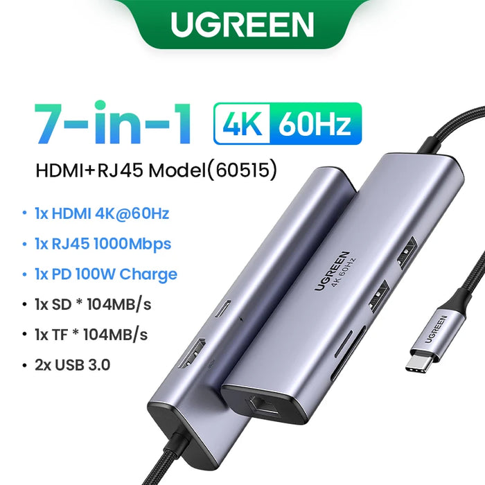 UGREEN USB Ethernet Adapter 1000/100Mbps USB3.0 HUB RJ45 Lan per PC portatile Xiaomi Mi Box Macbook Windows USB-C HUB scheda di rete