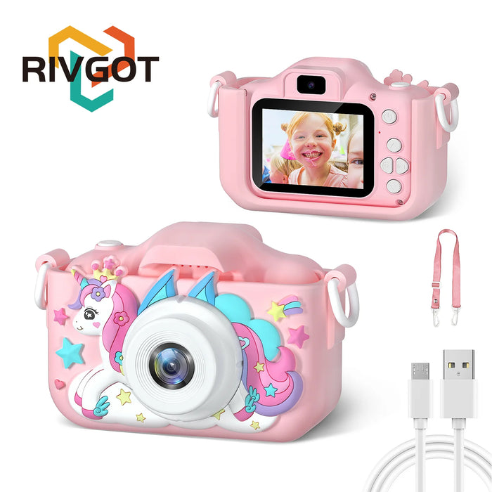 Fotocamera per bambini 1080P HD videocamera digitale per bambini da 2.0 pollici fotocamera per bambini con custodie in Silicone giocattoli per regali di compleanno di natale