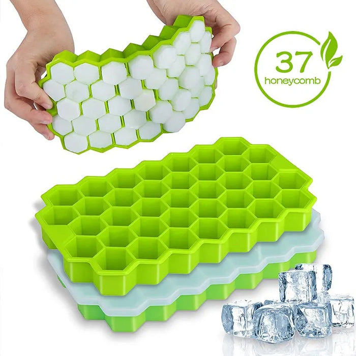 1 pz a nido d'ape 37 reticolo cubo vassoio Maker con coperchio stampo per ghiaccio fai da te