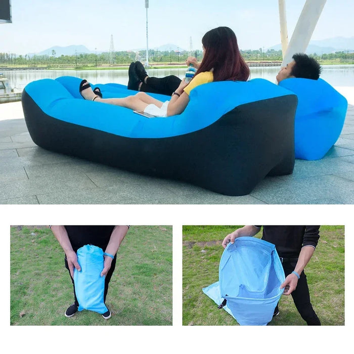 Prodotti per esterni di tendenza divano letto ad aria gonfiabile veloce sacco a pelo di buona qualità Air Bag gonfiabile divano da spiaggia pigro 240*70cm