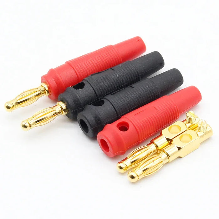 4pcs Nuovo 4 millimetri Tappi di rame puro Placcato Oro Musicale Speaker Cable Wire Spille Spina A Banana Connettori