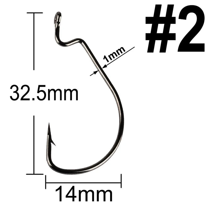 20pcs Wide Gap Worm ami da pesca Jig Crank Big Bass Hook Black High Carbon Steel Crank spinato Hook per Soft Fishing Lure