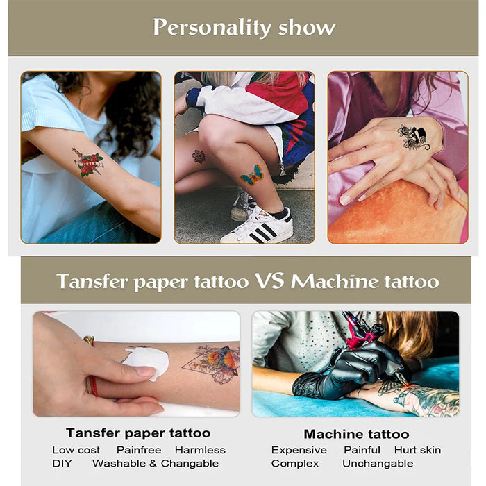 Carta per tatuaggi artistici A4 carta per tatuaggi temporanei impermeabili fai-da-te con stampanti a getto d'inchiostro o Laser per adesivi per bambini Tatoo Men