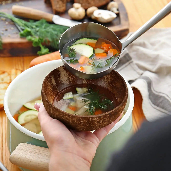 Ciotole di cocco per servire piatti insalata di legno ciotola riutilizzabile in legno utensili da portata ciotole di guscio di cocco naturale festa per la colazione