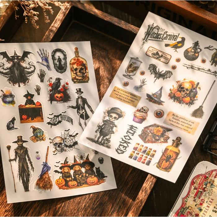 2 fogli Vintage Halloween RUB ON Transfer Stickers Junk Journal Collage Skull Stickers Album fai da te Scrapbooking Craft Stickers