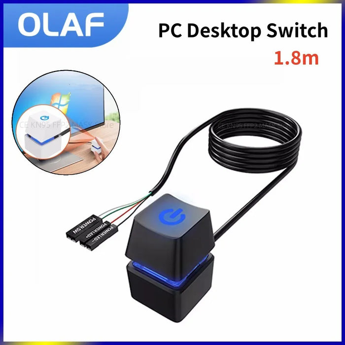 OLAF Computer Desktop Switch 1.8m LED Light PC scheda madre avviamento esterno cavo di prolunga pulsante On/Off per l'home Office