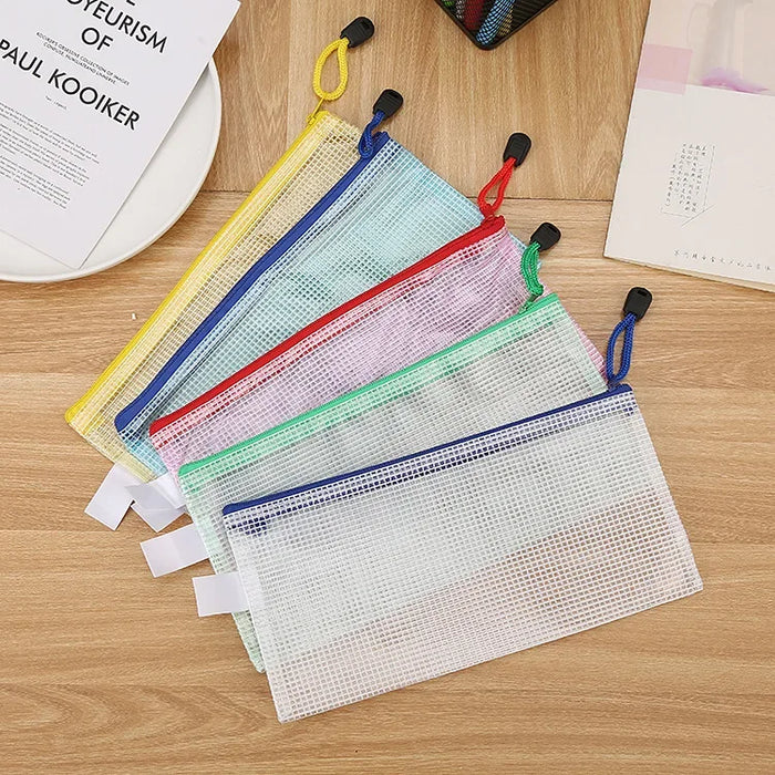 5PCS cartella di immagazzinaggio di cancelleria File Mesh Zipper Pouch A4 A5 A6 B5 2PCS A3 B4 borsa per documenti cartella per File con cerniera forniture per ufficio scolastico