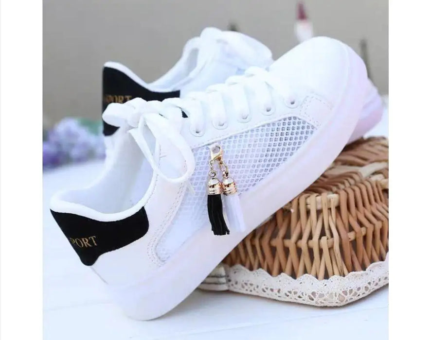 Sneaker da donna scarpe Casual per studenti traspiranti sportive per scarpe bianche a rete piatta da ragazza