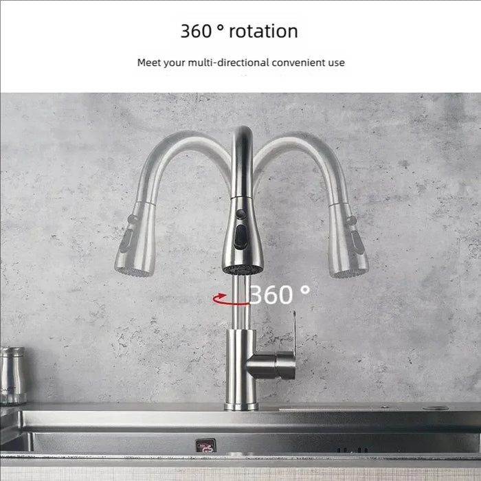 Rubinetti da cucina 304 in acciaio inox estraibile lavello da cucina rubinetto dell'acqua miscelatore montato sul ponte testa spruzzatore a flusso rubinetti caldi e freddi