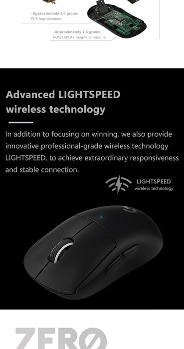 Logitech G PRO X Mouse da gioco Wireless SUPERLIGHT sensore HERO 25K ultraleggero 25600 DPI 5 pulsanti programmabili per PC/Mac