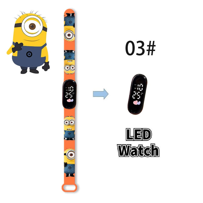 New Minions Child Watchs Anime Bob study Cartoon Digital Electronic LED Student Silicone Wristband Kids Birthday Gift Toys