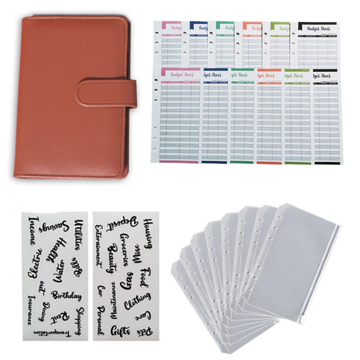 A6 Budget legers Planner 6 fori 8 buste con cerniera 2 adesivi in un portafoglio per NoteBook per risparmiare denaro Organizer sistema di cassa