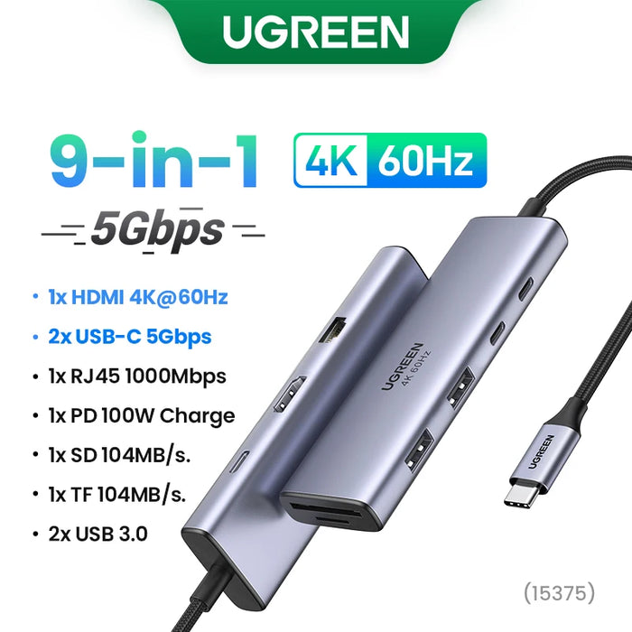 UGREEN USB Ethernet Adapter 1000/100Mbps USB3.0 HUB RJ45 Lan per PC portatile Xiaomi Mi Box Macbook Windows USB-C HUB scheda di rete