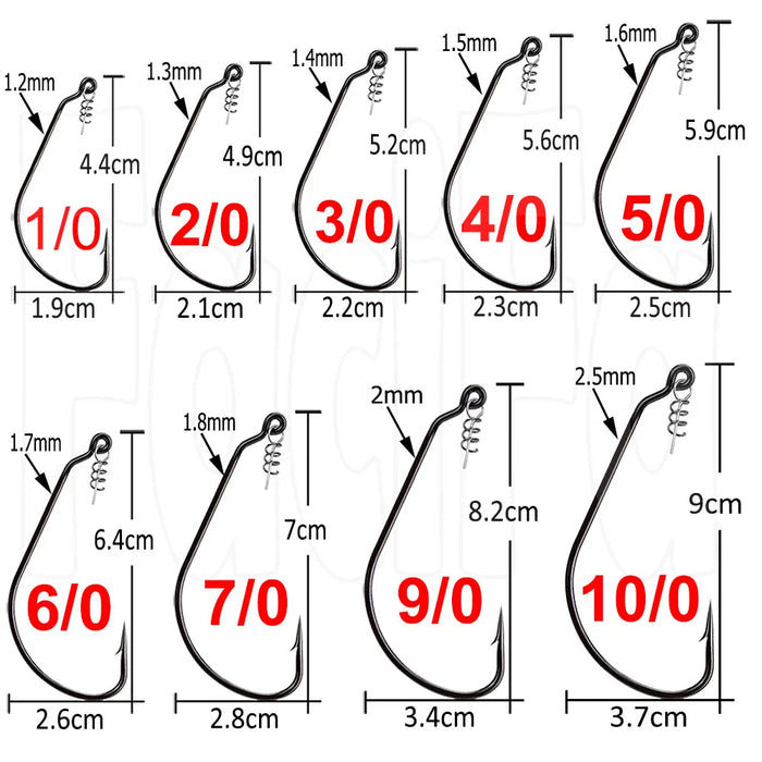 20pcs Wide Gap Worm ami da pesca Jig Crank Big Bass Hook Black High Carbon Steel Crank spinato Hook per Soft Fishing Lure