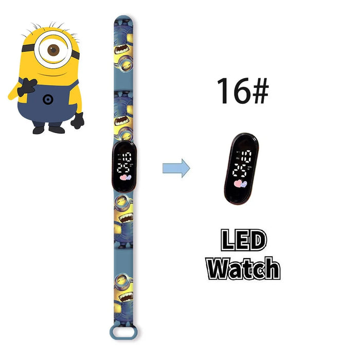 New Minions Child Watchs Anime Bob study Cartoon Digital Electronic LED Student Silicone Wristband Kids Birthday Gift Toys