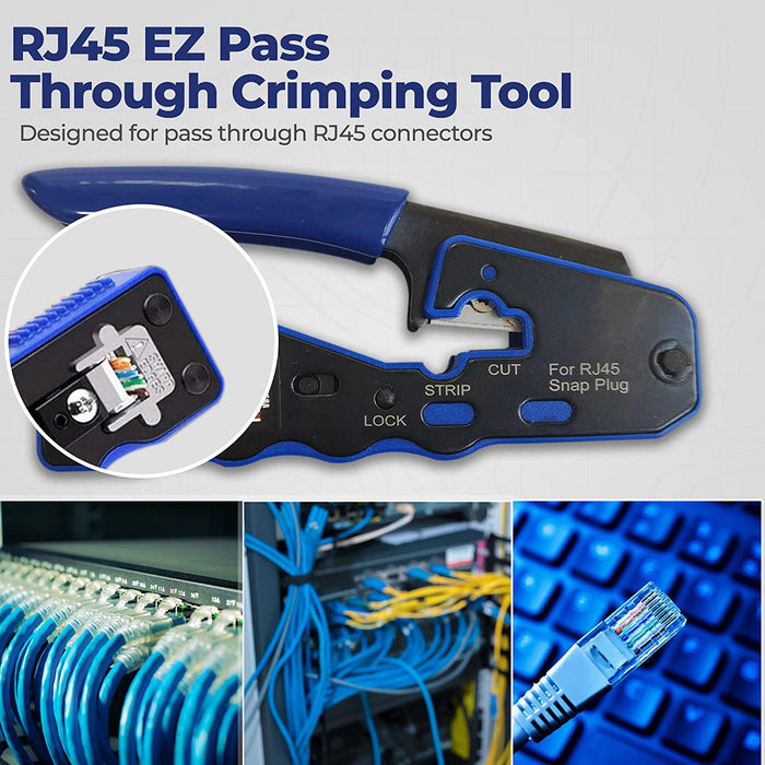 ZoeRax RJ45 Crimp Tool Pass Through Crimper Cutter per Cat6a Cat6 Cat5 8 p8c connettore modulare Ethernet All-in-one Wire Tool