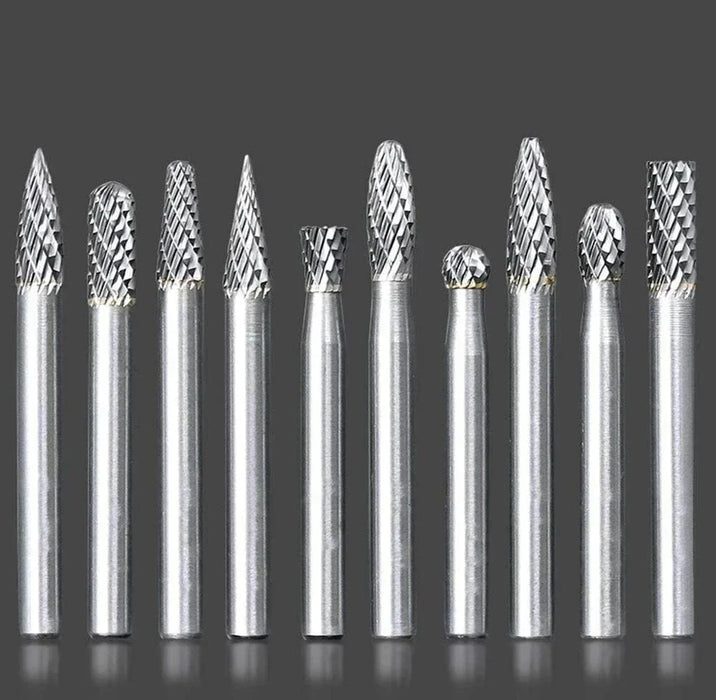 10 pezzi assortiti 6*6mm carburo di tungsteno punte per frese rotanti File Grinder Cutter Bit 6mm gambo 6mm testa utensili abrasivi lavorazione dei metalli