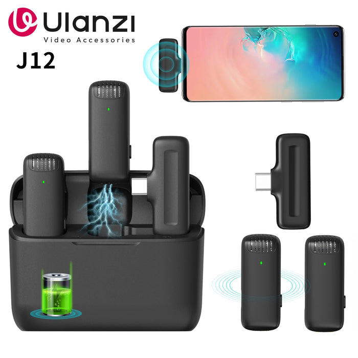 Ulanzi J12 microfono Lavalier portatile professionale 20M ricevi gamma Plug and Play Mic per Smartphone Android iPhone 13 14 15