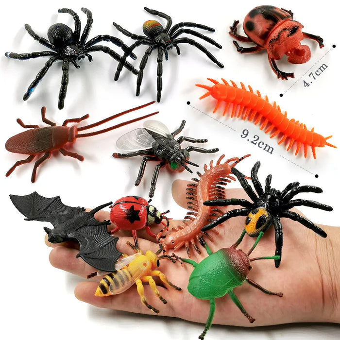 12 pezzi insetto ragno farfalla pesce dinosauro cane gatto cavallo figurine fattoria modello animale action figure set di giocattoli caldi per il regalo dei bambini