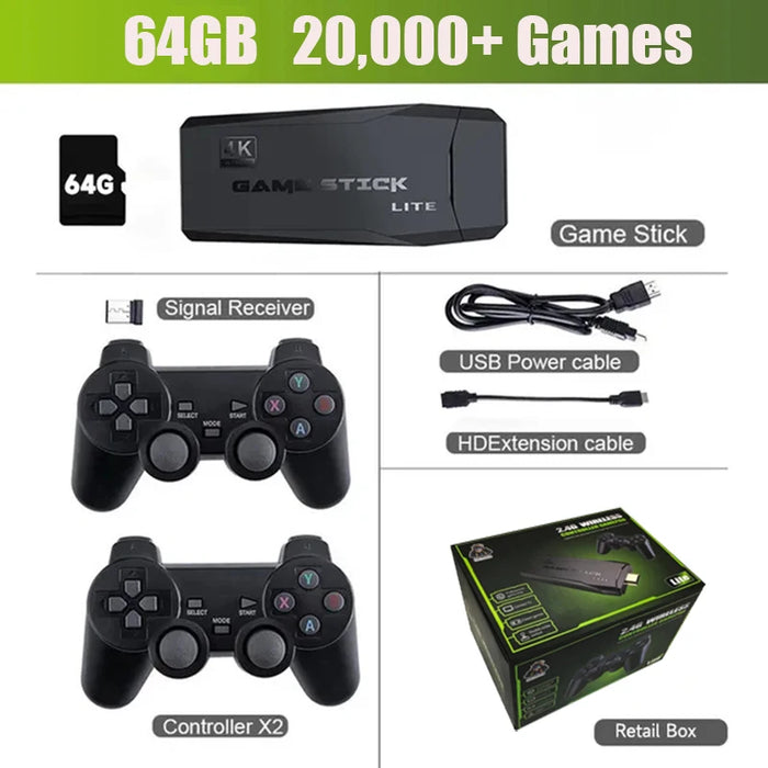 Console per videogiochi 2.4G doppio Controller Wireless Game Stick 4K 20000 giochi 64 32GB giochi retrò per regali di natale per bambini