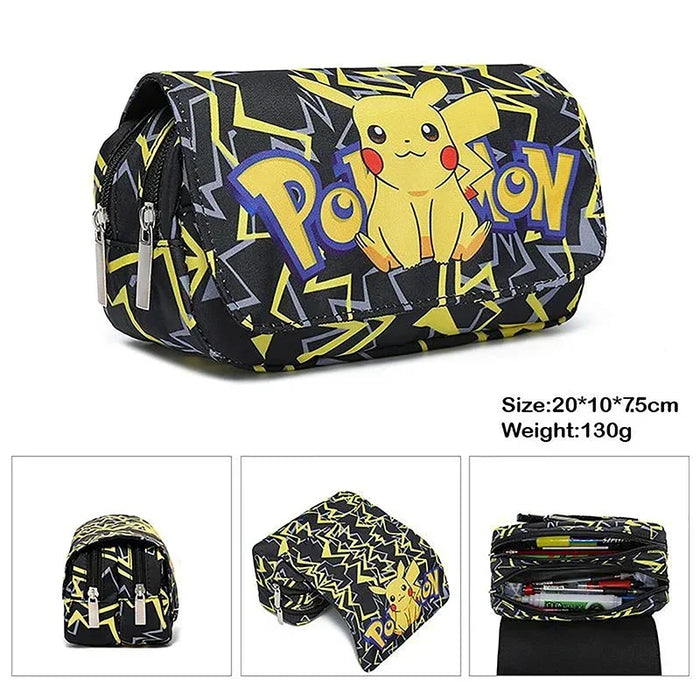 Pokemon Pikachu penfill Case School Cartoon Pikachu Black Pen Bag materiale scolastico cancelleria zainetto regali per feste di compleanno