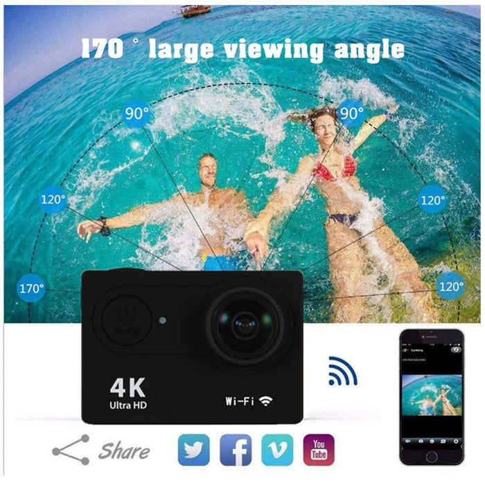 4K Action Camera 1080P/30FPS WiFi 2.0 "170D casco impermeabile subacqueo videocamera di registrazione telecamere sportive Mini Cam esterna