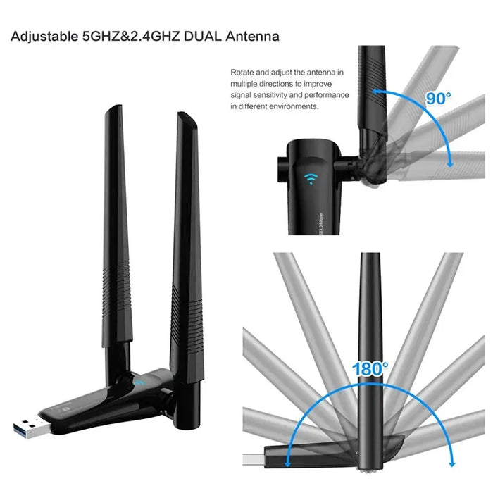 1800Mbps WiFi 6 adattatore USB 5G/2.4GHz USB3.0 Dongle wi-fi Wireless 802.11ax scheda di rete Antenna ad alto guadagno per Windows 10 11