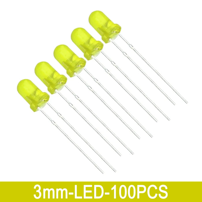 100 Pz/lotto 3mm 5mm F3 F5 LED Rotondo Ultra Luminoso Bianco Verde Giallo Blu Bianco Rosso Diodo Emettitore di Luce Per Il Kit Fai Da Te