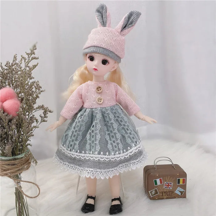 30cm Bjd Doll 12 giunti mobili 1/6 vestito da ragazza 3D occhi marroni giocattolo con vestiti scarpe giocattoli per bambini per ragazza regalo per bambini