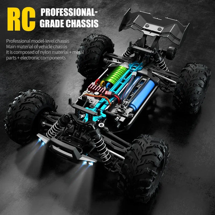 16103 Fast Rc Cars 50 km/h 1/16 Off Road 4WD con fari a LED, 2.4G impermeabile telecomando Monster Truck per adulti e bambini