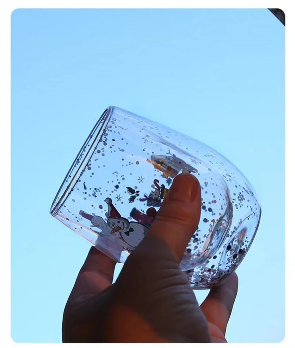 Tazza di vetro a doppia parete di natale tazza d'acqua resistente al calore albero di natale modello pupazzo di neve succo tè latte tazza da caffè regalo di natale