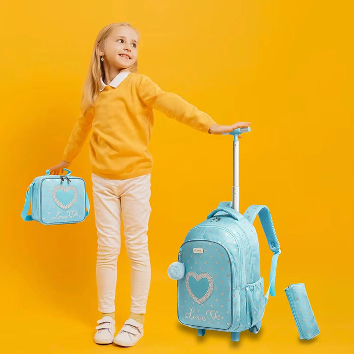 Set di borse per zaino con ruote per bambini con borsa per zaino con rotelle per scuola con ruote borsa per zaino per Trolley da scuola per ragazze