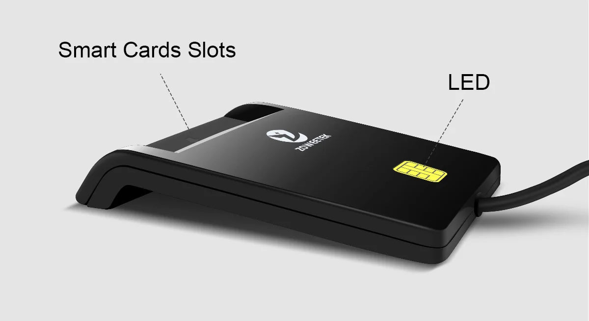 Lettore di Smart Card Zoweetek USB ID lettore elettronico DNI per ISO 7816 EMV IC DNIE Chip DNI Smart Card ZW-12026-1