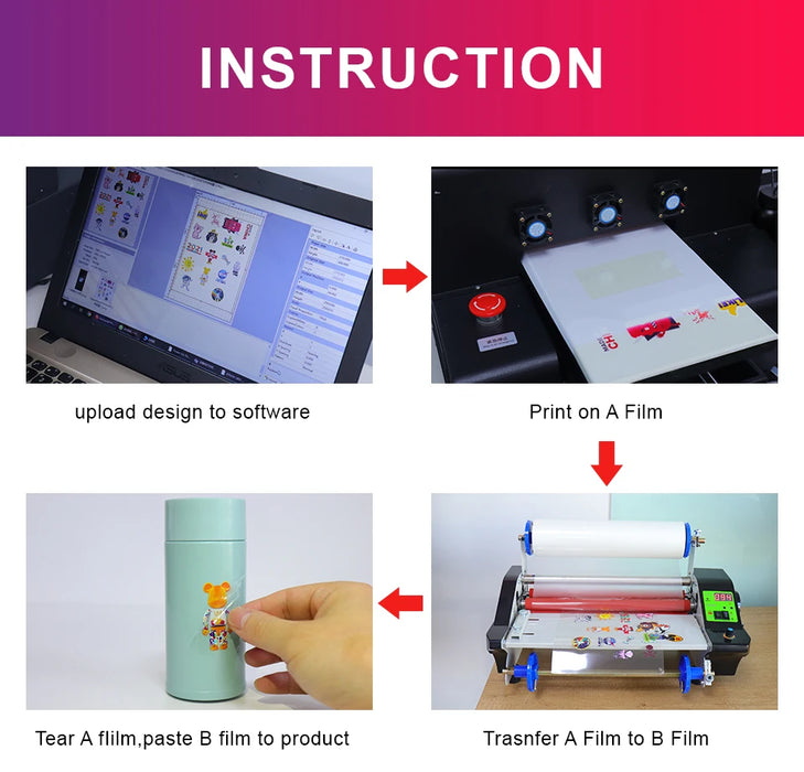 OYfame UV DTF film A per UV DTF Sticker Printer A4 A3 UV printer film impermeabile LOGO transfer UV DTF film sticker tutta la stampa