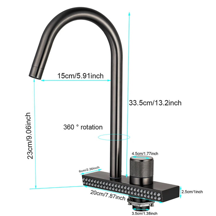 YCRAYS rubinetto per lavello a cascata per cucina miscelatore caldo freddo lavabo prese Multiple per acqua rotazione rubinetto per pioggia volante foro singolo