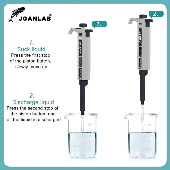 JOANLAB Micropipette da laboratorio pipetta automatica pipetta in plastica regolabile digitale attrezzatura da laboratorio chimica con puntali per Pipette