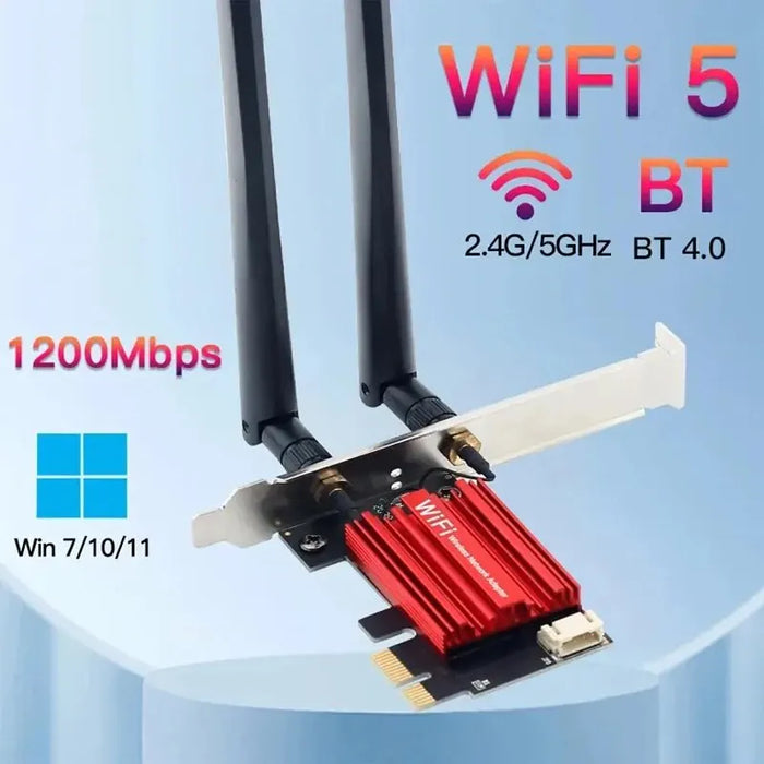 Scheda di rete adattatore Wireless WiFi 5 pci-e AC1200 Dual Band 2.4G/5GHz 802.11AC per Laptop Desktop Bluetooth 4.0 Windows 10