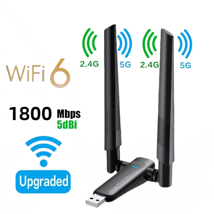 1800Mbps WiFi 6 adattatore USB 5G/2.4GHz USB3.0 Dongle wi-fi Wireless 802.11ax scheda di rete Antenna ad alto guadagno per Windows 10 11