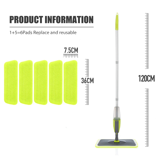 Mop Spray per pavimenti con cuscinetti in microfibra riutilizzabili Mop con manico a 360 gradi per la pulizia del pavimento in piastrelle di ceramica in legno laminato per la cucina di casa