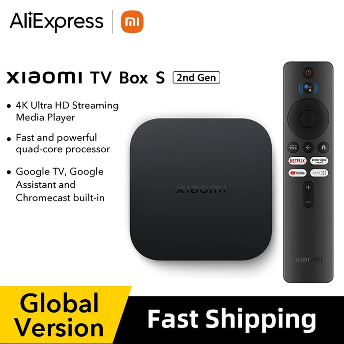 Versione globale Xiaomi Mi TV Box S 2nd Gen 4K Ultra HD BT5.2 2GB 8GB Google TV Google Assistant Smart TV Box