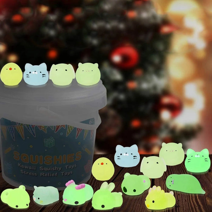 12/36 pz per bambini Kawaii animali Squishies Mochi Squishy giocattoli Glow in The Dark bomboniere antistress Squishy