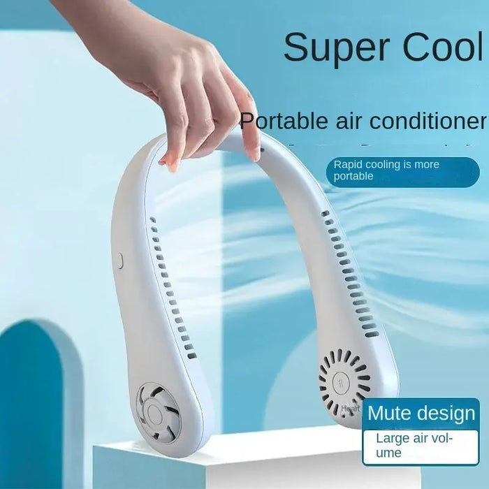 Ventilatore da collo appeso originale bavaglino senza pagina ricarica USB lunga durata grande capacità portatile silenzioso aria fredda Mini piccolo ventilatore Sport all'aria aperta