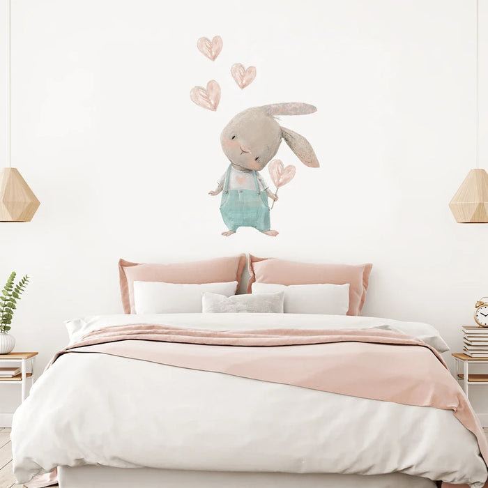 1 pz cartone animato carino palloncino testa storta coniglio adesivi murali per la decorazione della camera dei bambini camera dei bambini decalcomanie da parete camera da letto decorativa