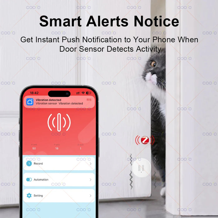Tuya ZigBee sensore di inclinazione a vibrazione intelligente monitoraggio in tempo reale allarme di rilevamento della finestra della porta sistema di protezione della sicurezza domestica intelligente