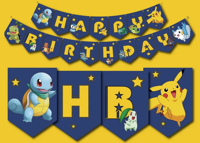 Happy Birthday Party Pokemon sfondo decorazione bambini Boy Baby Shower Pikachu Anime Photography Background Banner Vinyl Poster