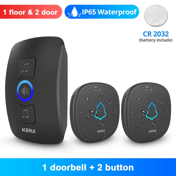 KERUI M525 Campanello senza fili esterno Impermeabile Smart Home Campanello per porta Kit LED Flash Allarme di sicurezza Melodie di benvenuto per la casa