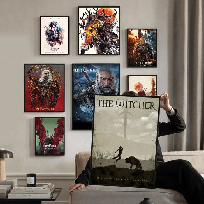 T-The W-witcher 3 Game poster Vintage Sticky Whitepaper Prints poster opere d'arte poster adesivi murali