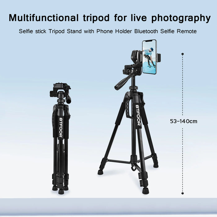 Supporto da viaggio per telefono treppiede in alluminio alto 55 "140CM con piastre rapide testa a padella per fotocamera digitale Canon Nikon DSLR SLR