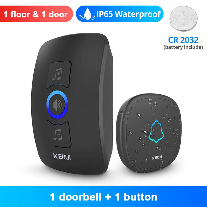 KERUI M525 Campanello senza fili esterno Impermeabile Smart Home Campanello per porta Kit LED Flash Allarme di sicurezza Melodie di benvenuto per la casa